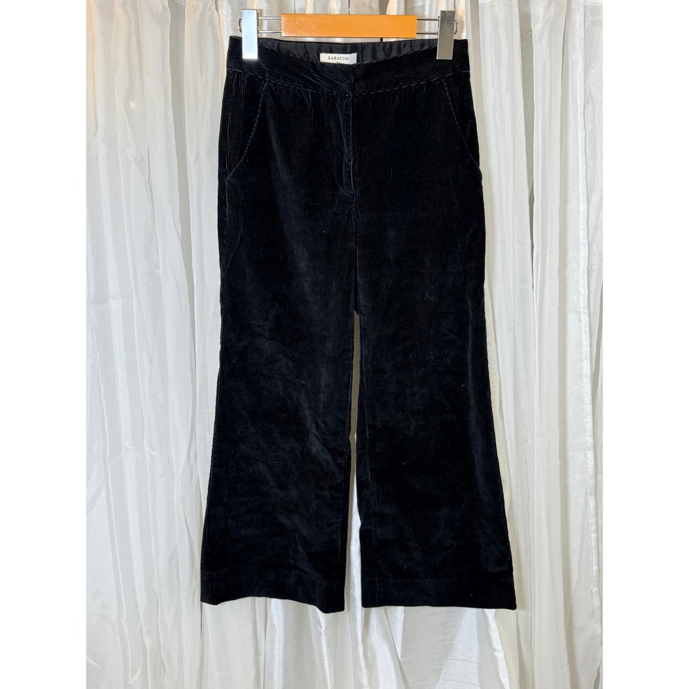 Babaton Corduroy Pants Womens 00 Black Wide Leg High Waist Trousers